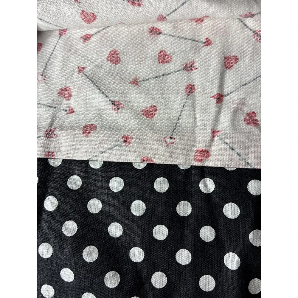 Valentine Hearts Red White Black Set of 2 Standard Pillowcases Homemade